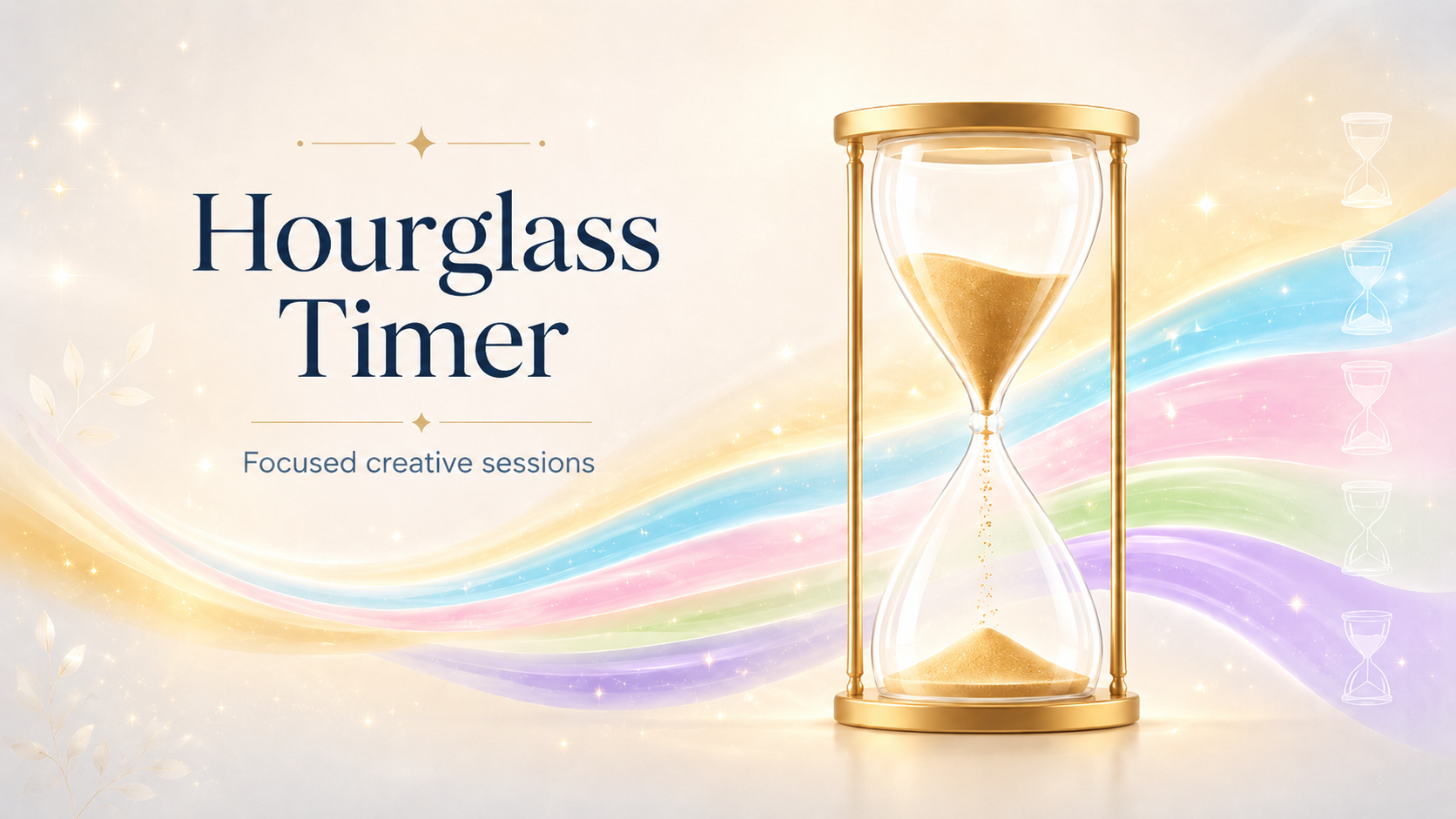 Hourglass Timer showing a calm visual hourglass theme on macOS